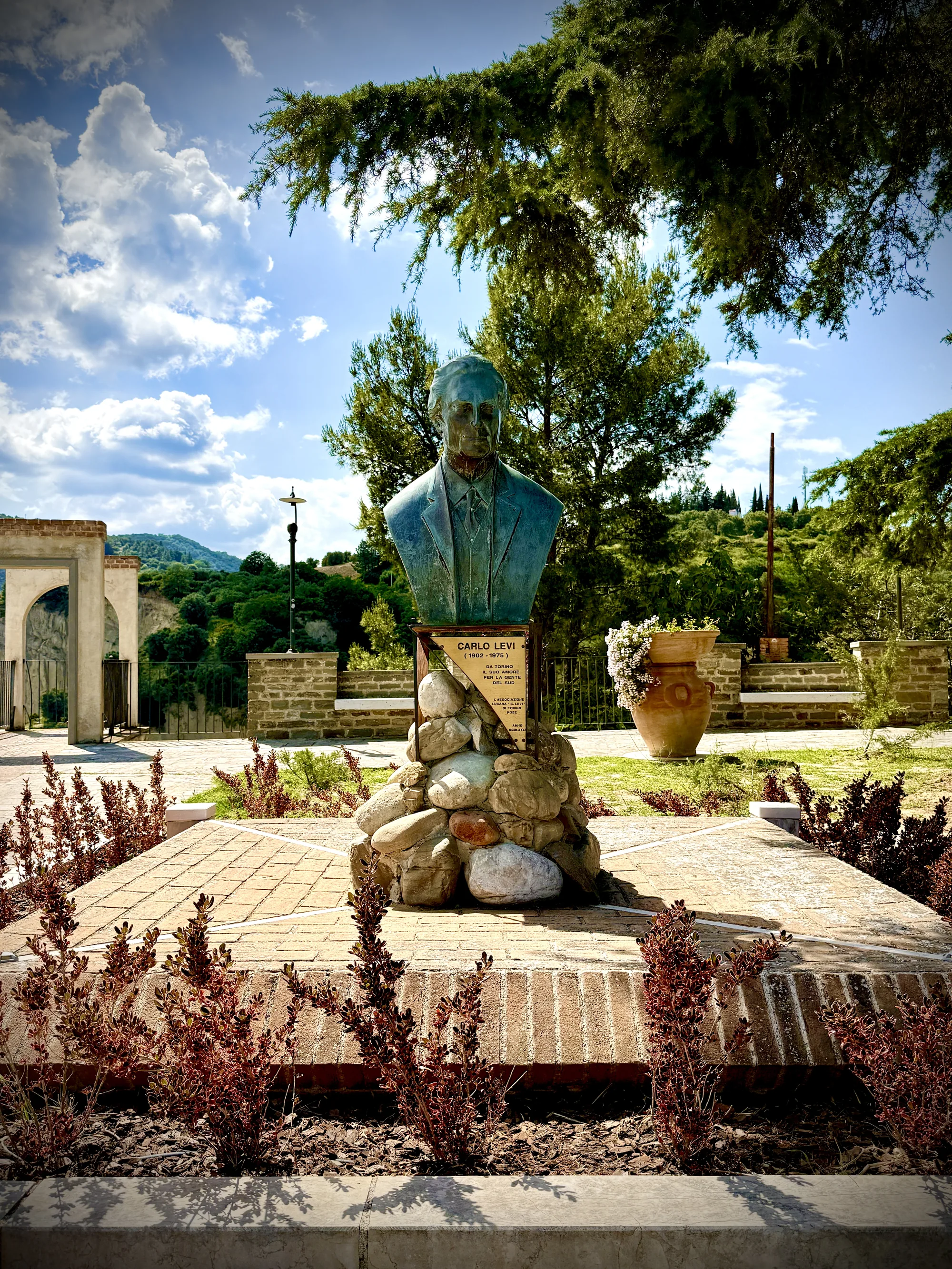 Carlo Levi bronze bust in Aliano — author of Christ Stopped at Eboli, Basilicata